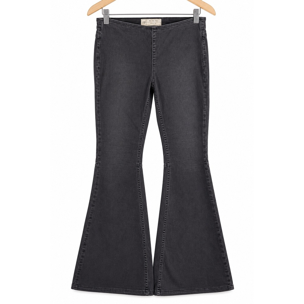 Free People We The Free Penny Pull-On Flare Jeans Faded Black Size 27R OB611855